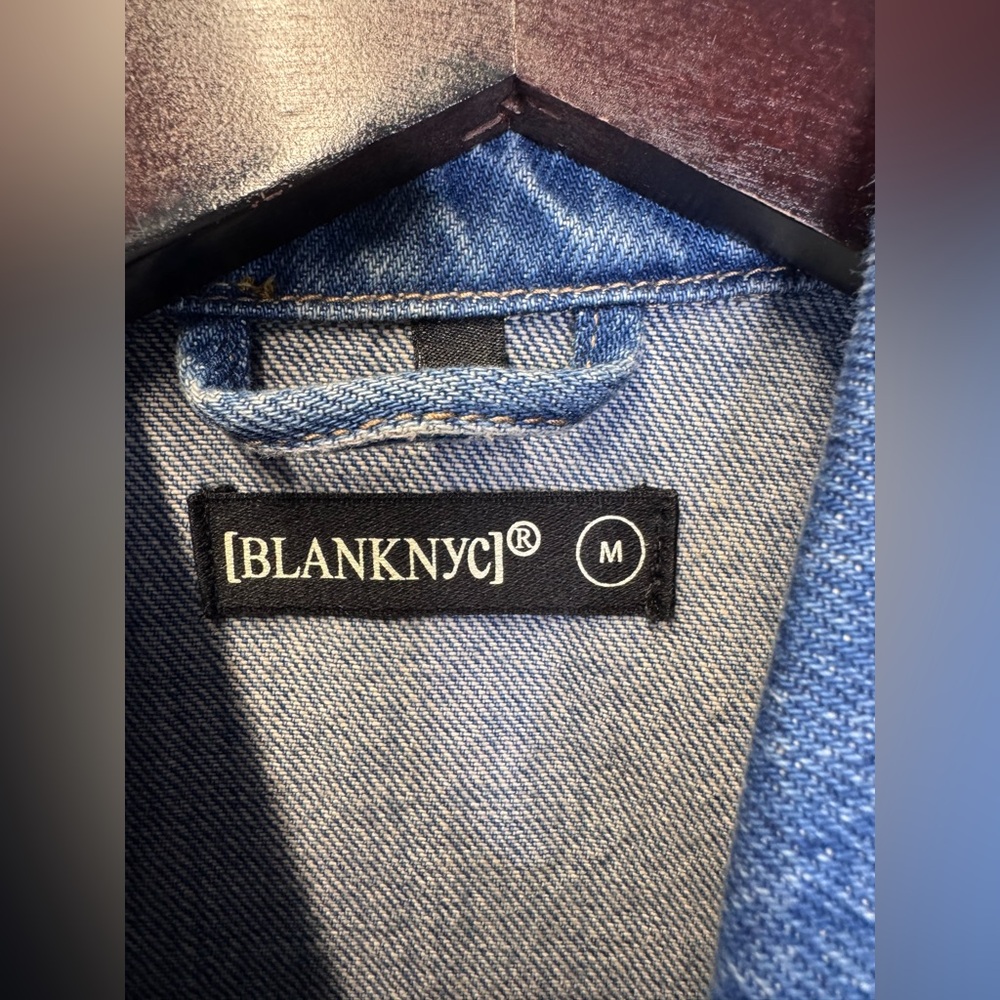 Blank NYC Blue Denim Mini Dress with Puff Sleeves - Picture 3 of 7